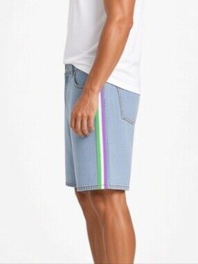 NWT Target Unisex LBGTQ PRIDE Light Blue Denim Shorts (LARGE )